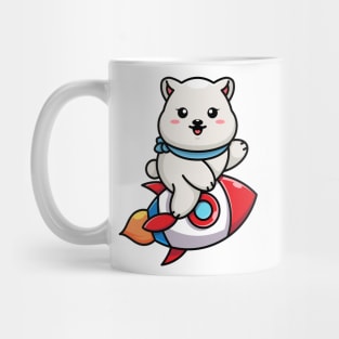 Cute polar bear riding rocket cartoon Mug